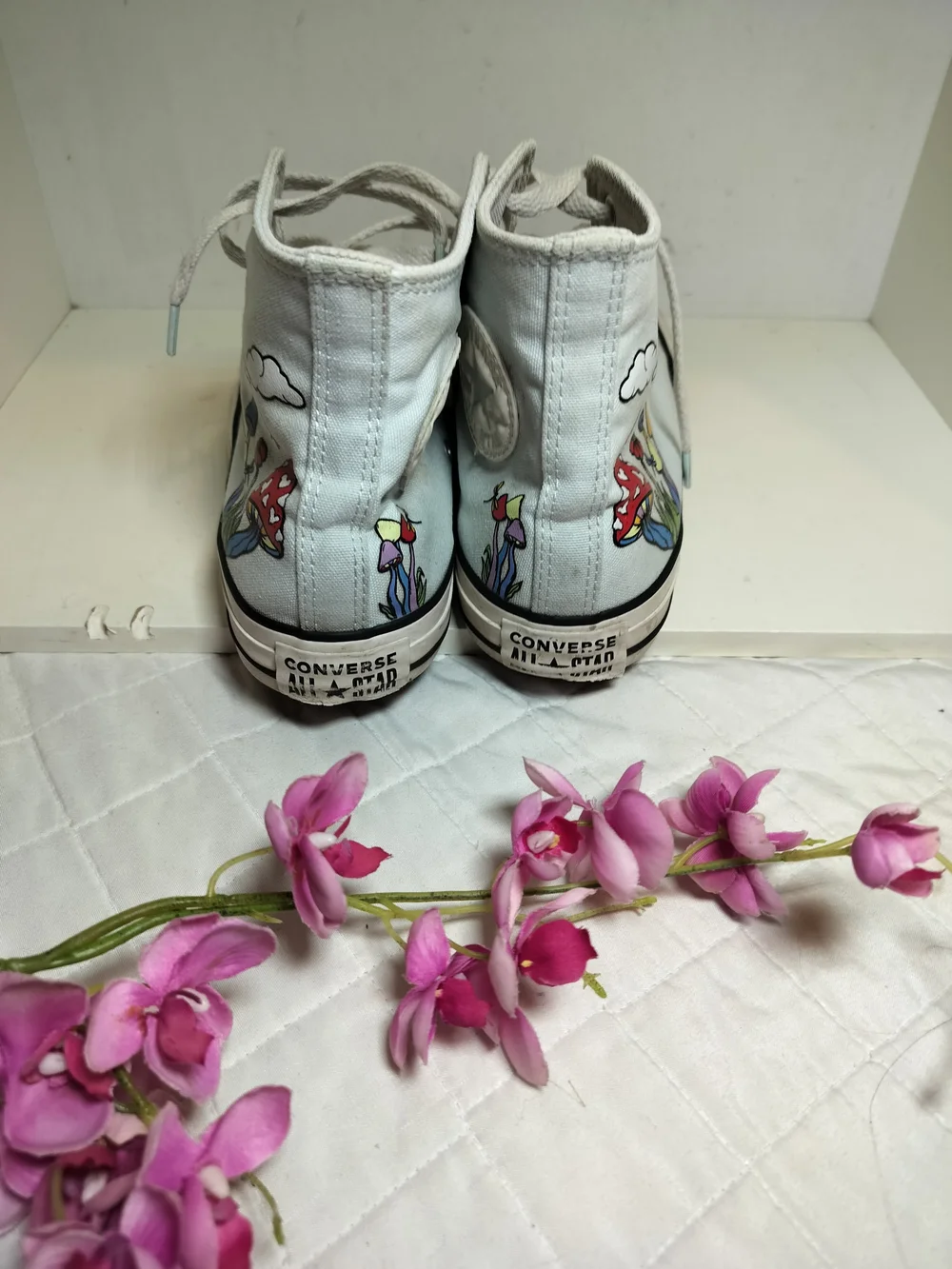 Converse Light Blue and White High-Top Sneakers